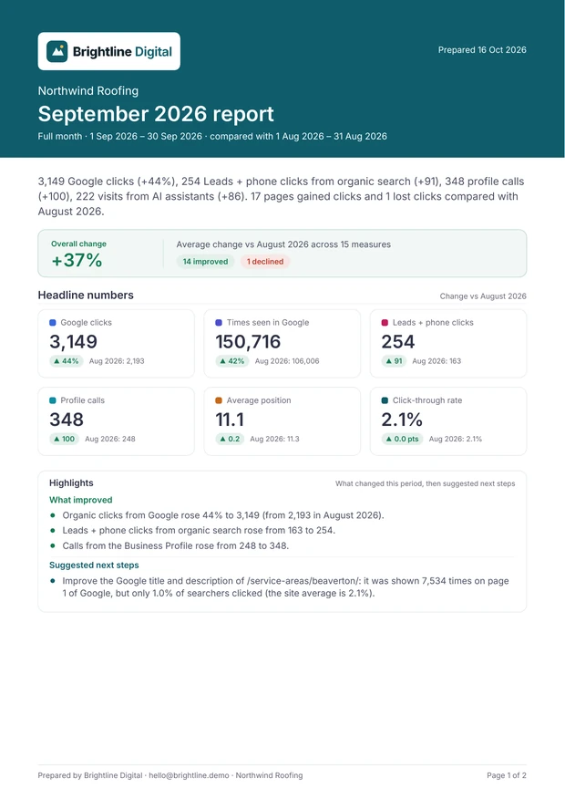 The branded PDF report.